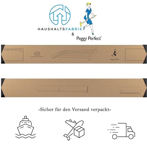 Peggy Perfect Wäscheständer, 80cm weiß zur Wandmontage, Wandwäschetrockner Wandwäscheständer zusammenklappbar, ausziehbar, faltbar u. platzsparend. In- und Outdoor. Aus Edelstahl und Aluminium thumbnail 6