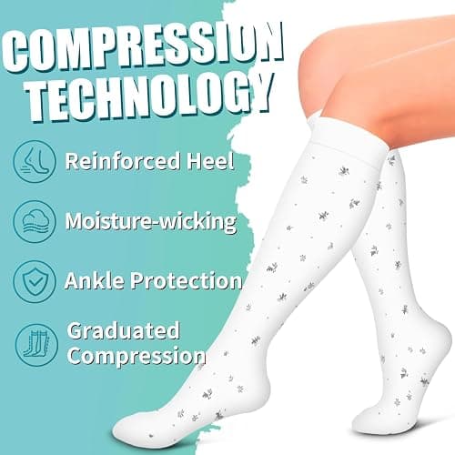 Laite Hebe Compression Socks for Women & Men Circulation(6 pairs)-Graduated Supports Socks for Running, Athletic Sports thumbnail 6