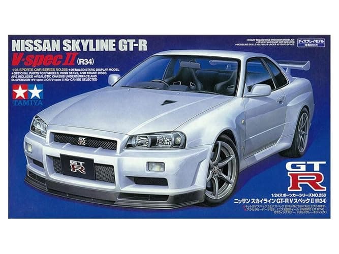 TAMIYA 24258 1:24 Nissan Skyline GT-R R34 V-Spec II - Model Building, Plastic Kit, Hobby, Crafts, Gluing, Model Kit, Model, Plastic Model Building, Medium thumbnail 5