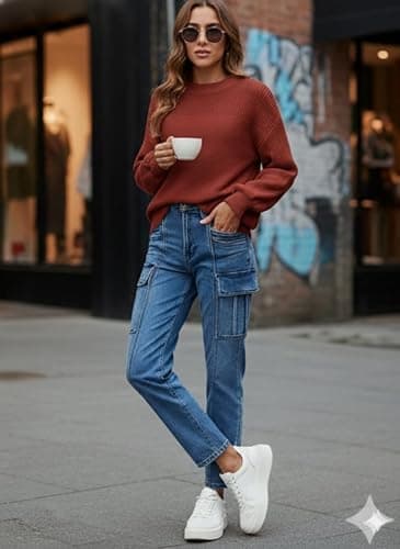 Dokotoo Women's Oversized Long Sleeve Crewneck Pullover Sweaters | Solid Color Knit Tops, Elegant Casual Fall Outfits, Soft Comfy Fashion Clothing, Trendy 2026 Winter Clothes thumbnail 3
