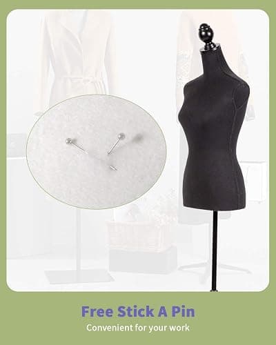 Mannequin Torso Manikin Dress Form Height Adjustable Female Mannequin Dress Model Display Torso Body Tripod Stand Clothing Forms (Black, 59-67 Inches) thumbnail 5