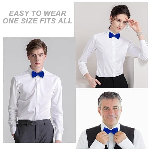 WOXVM Men's Bow Ties Solid Color Pre-Tied Bow Tie Satin Formal Tuxedo Bowtie Adjustable Neck Bowtie for Men Wedding Party thumbnail 5