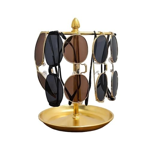 Wismay Sunglasses Organizer, Glasses Display Stand for 12 Pairs, Base Storage for Jewelry (Metal+Gold) - Image 1