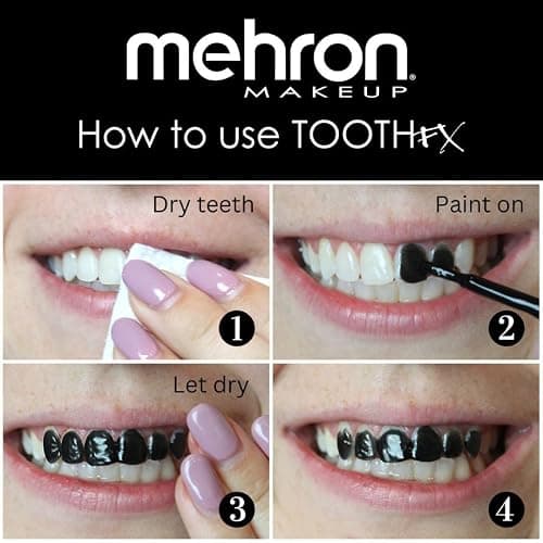 Mehron Makeup Tooth FX - BLOOD RED, Temporary Special FX Tooth Paint | Brush Off, Mouth Safe Teeth Makeup. Brush Included. Perfect for Halloween, Cosplay, & Theater. Cruelty Free & Made in the USA thumbnail 5