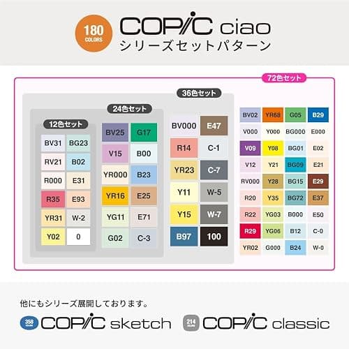 Too Copic Ciao Start Set of 72 Colors, Made in Japan, Multicolored Illustration Markers, Markers, Marker Pens thumbnail 5