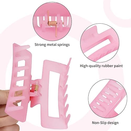 Sisiaipu 4 Inch Big Hair Claw Clips 6 Pcs Large Claw for Thick Hair Square Hair Clips for Women Rectangle Hair Clips Nonslip Acrylic Banana Jaw Clips Hair Accessories for Girls (Ice Cream) thumbnail 4