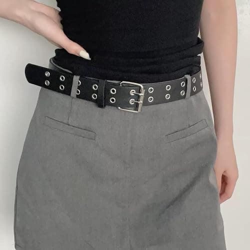 SNEPOO Black Studded Belt Punk Belt Rock Rivet Belts with Bright Pyramid Studded belt for Men/Women thumbnail 4