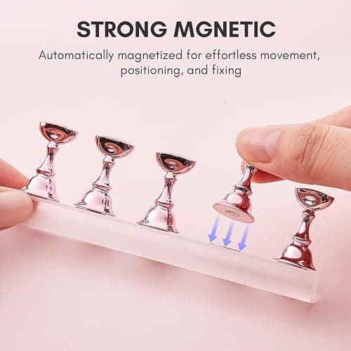 2 Sets Nail Stand Display - Magnetic Nail Tips Stand - Acrylic Nail Art Practice Stands - Acrylic Nail Display Stand,Nail Practice Holders,Nail Stands for Painting Nails for Homes&Salons (pink+silver) thumbnail 4