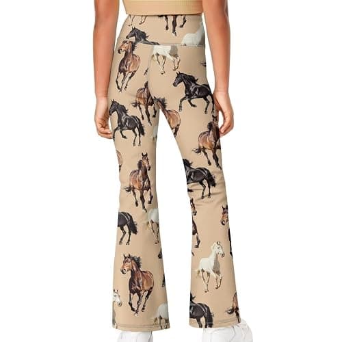 GWDDCMGYH Girls Leggings Floral Print High-Waisted Flared Pants 5-14 Years thumbnail 3