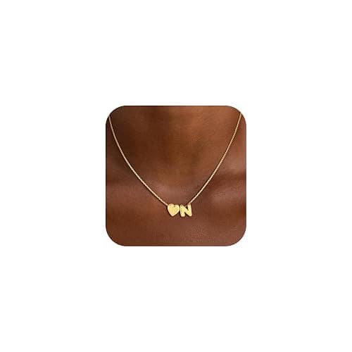 Decholly Christmas Gifts for Grandkids Teen Girls - 14K Gold Plated Dainty Heart A-Z Initial Letter Necklace Teen Girls Gift Trendy Stuff Birthday Gifts for 5 6 7 8 9 10 Year Old Girls Gifts - Image 1