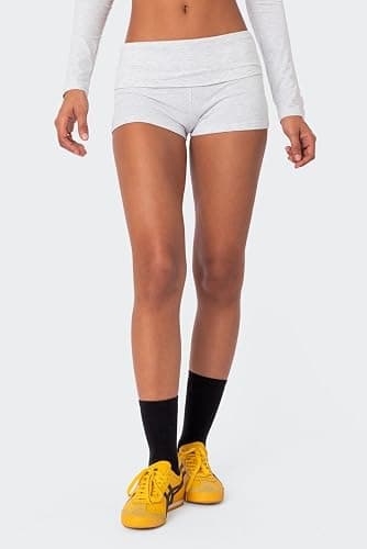 Women Fold Over Lounge Shorts Low Waist Fitted Pajama Shorts Cute Sleep Pj Short Bottoms Roll Over Yoga Shorts thumbnail 2