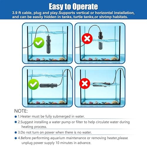 Novique Mini Submersible Aquarium Heater 25W Small Betta Fish Tank Heater with Digital Thermometer (Preset Temperature 78℉) thumbnail 5