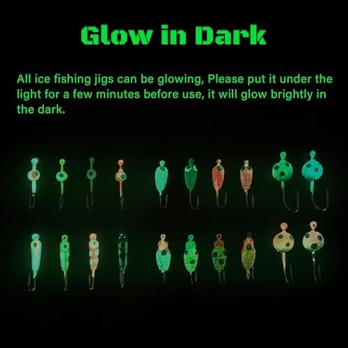 Ice Fishing Jigs Luminous Ice Fishing Lures Glowing Jig Gear Winter Fishing Jigging for Crappie Pike Panfish Walleye Perch Bluegill 6pcs/20pcs thumbnail 2
