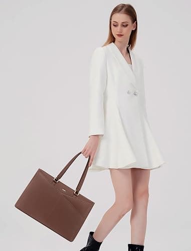 LOVEVOOK Laptop Bag for Women 15.6 Inch Tote Bags Waterproof Leather Briefcase Computer Women Business Office Work Bag,Dark Brown thumbnail 6