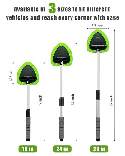 XINDELL Windshield Cleaner Tool – Upgrade Large Head Car Interior&Exterior Window Cleaning Kit with Extendable Handle & 4 Microfiber Pads, Auto Wiper Brush for Car, Trucks, SUVs, RVs & Home Windows thumbnail 2