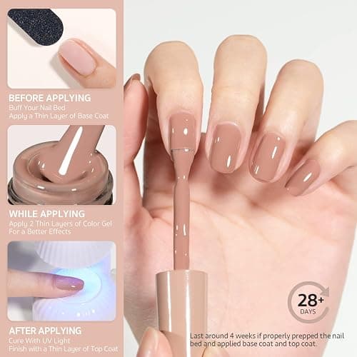 GAOY Nude Brown Gel Nail Polish, 16ml Soak Off Nautral Gel Polish for Nail Art DIY Manicure at Home, UV Light Cure Color 1505 thumbnail 2