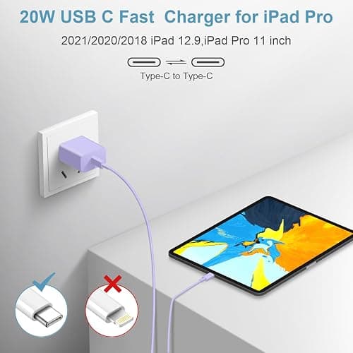 iPhone 17 16 15 Charegr Fast Charging Type C Chargers USB C Charger Block iPhone Air Chargers with 2 Pack 6FT Cable for iPhone 17/17 Plus/17 Pro Max/16/16 Plus/16 Pro Max/15 Pro Max/iPad Pro(Purple) thumbnail 6