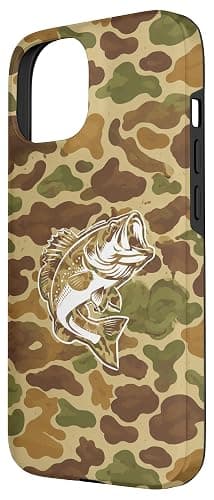 Camouflage Bass Vintage Fisherman Camo Fishing Case for iPhone 15 thumbnail 2