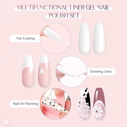 SAVILAND White Gel Nail Polish Lliner, 8g French Tip Gel Polish for Nailart | Gel Liner Basic Color, Soak Off U V LED French Manicure, Swirl Nails for Starter, French Nail Art Design Nail Salon Home DIY thumbnail 2