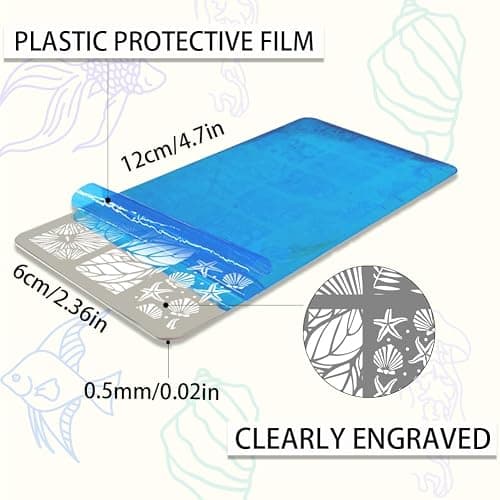 PH PandaHall 3pcs Seaside Stamping Plate Beach Stamper Shell Art Stencils Printing Template Tip Stainless Steel Image Plates for Nail Design Manicure Salon thumbnail 2