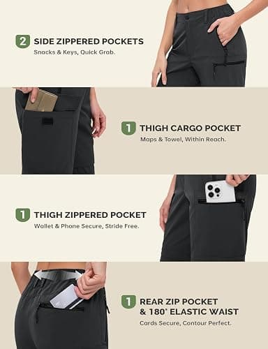 Cycorld Women's-Hiking-Pants-Convertible Quick-Dry-Stretch-Lightweight Zip-Off Outdoor Pants with 5 Deep Pockets thumbnail 7
