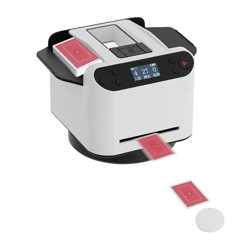 sjcdicnj Automatic Card Shuffler and Dealer 2-in-1, Card Dealer with Wireless Remote 360°Rotating,Ultra Quiet, Rechargeable, Works with UNO, Taco Cat Goat Cheese Pizza, Five Crowns - Image 1