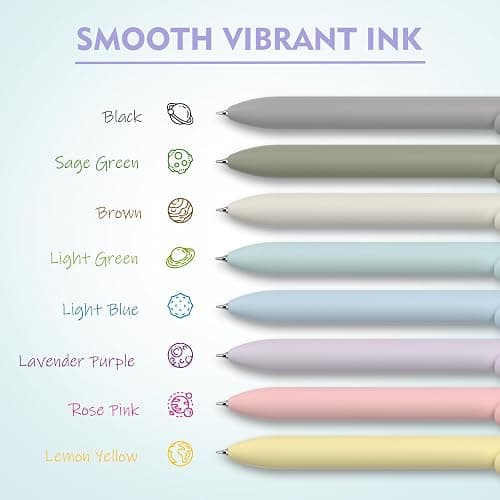 Hiacry 8 Pack Colorful Gel Ink Pens，Quick-Dry 0.7mm Fine Point Fidget Pens for Smooth Writing, Journaling & Drawing, Aesthetic Morandi Color Pens for Women, School & Office Supplies (Morandi Colors) thumbnail 3