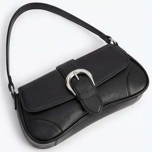 Black Y2K Small Shoulder Bag for Women 2026 Vintage Underarm Purse with Buckle Cute and Stylish for Everyday Daily Use thumbnail 6