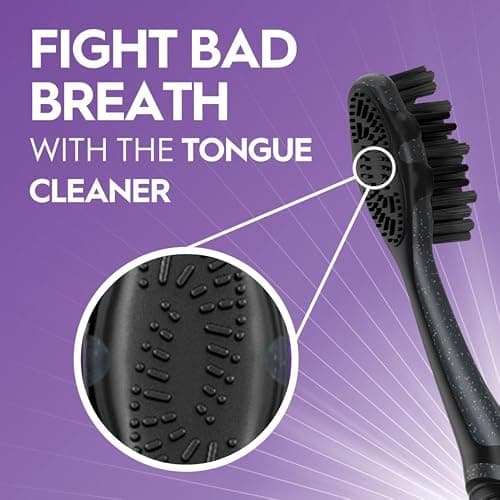 Oral-B 3D White Charcoal Toothbrush, 2 Count Medium Manual tootbrush Pack, Whitens Teeth, removes Plaque and Stains, Tongue Scraper Tooth Brush thumbnail 5