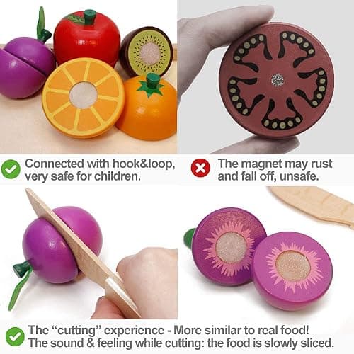 Airlab Frutta da Tagliare Giocattolo, Accessori Cucina Giocattolo Legno per Bambini Bambina, Set Cibo Finto Giocattolo per Cucina Bambini, Regalo Bambino Compleanno Pasqua Halloween Natale 3 4 5+ Anni thumbnail 5