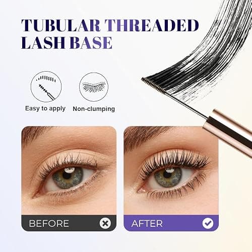 Ultra-Fine Lengthening Waterproof Quick-Dry Mascara, 2026 New Iron Wand Mascara, Waterproof Metal Wand Mascaras, Long-lasting 3D Curling Eyelash, Smudge Proof and No Flaking (Black) thumbnail 2