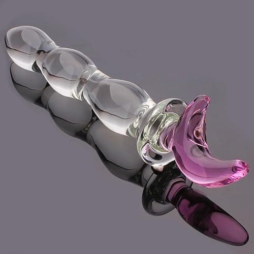 Crystal Glass Pleasure Wand Dildo Penis - AKStore - Half-Moon, Pink thumbnail 2