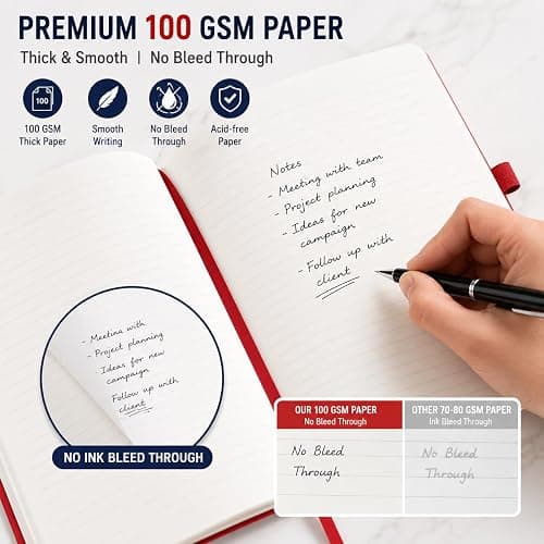 Heture 8 Pack Lined Journal Notebooks, A5 Hardcover Notebooks, 5.5 x 8.3 inch, 100GSM,160 Pages, Classic College Ruled Notebooks for Writing/Work/Travel/College (Assorted Color) thumbnail 5