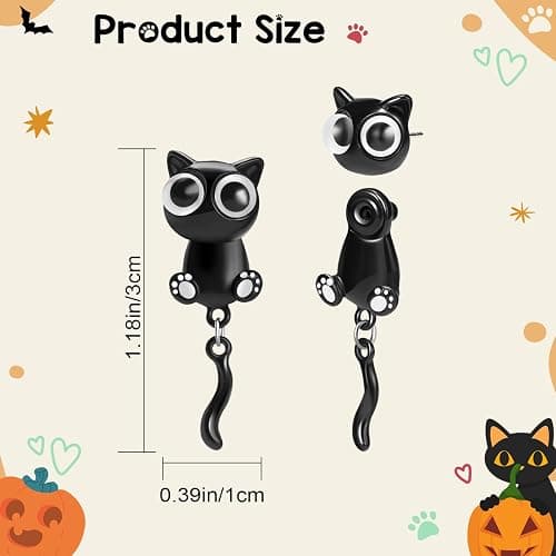 Adorable Black Cat Earrings for Women Cute Cat Paw Stud Earrings Halloween Christmas Jewelry Gifts thumbnail 2