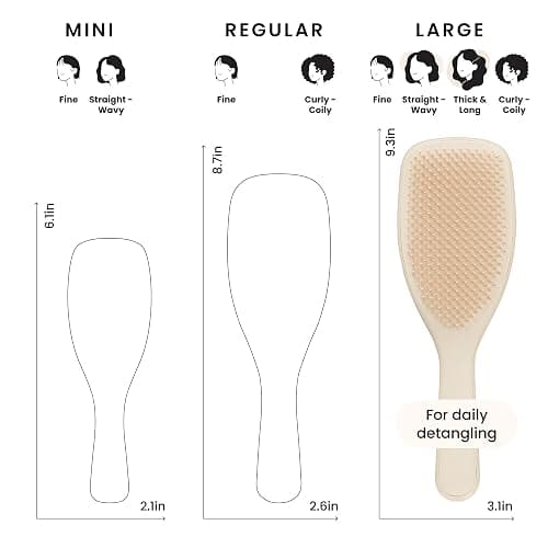 Tangle Teezer Large Ultimate Detangler Hairbrush for Wet & Dry Hair, Eliminates Knots & Reduces Breakage for Long, Thick, & Curly Hair Types, Vanilla thumbnail 6