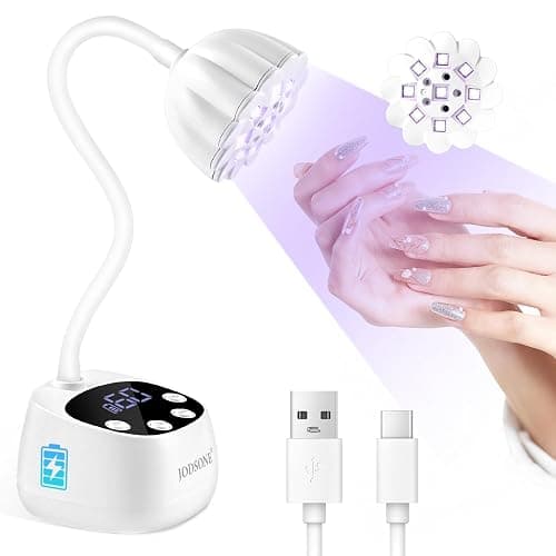 JODSONE Fast Curing U V Nail Lamp - Portable and Flexible Gooseneck Lamp with 360° Adjustable Design, Rechargeable LED Dryer for Gel Polish, Auto Sensor & 4 Timers Ceramic White - Image 1