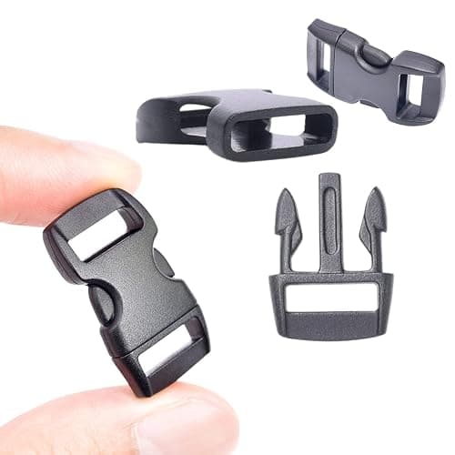 CooBigo 100 Pack 3/8 Inch Curved Contoured Paracord Bracelet Clips Plastic Quick Side Release Buckles for Paracord Bracelets Clasps Masks Dog Collar Straps Accessories thumbnail 3