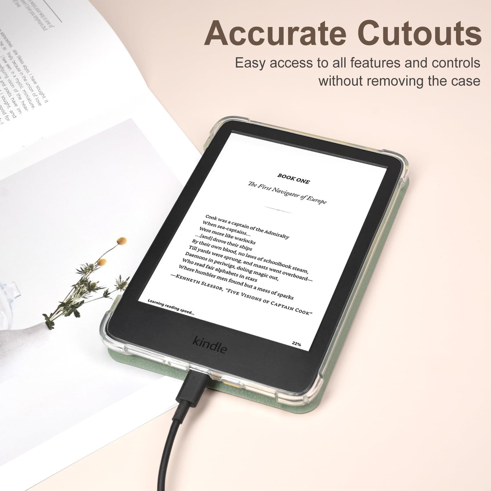 THRAU Case for 6" All-New Kindle 2024/2022 (11th Gen) – Ultra Clear Soft Flexible Transparent TPU Back Cover Light Shell with Auto Wake/Sleep for Kindle Basic, Agave Green thumbnail 8