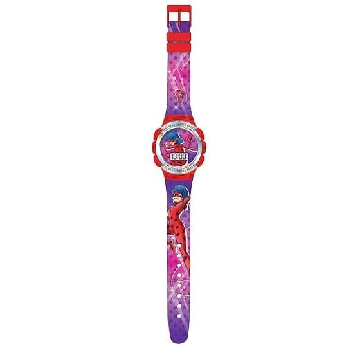 Accutime Miraculous Ladybug Kids Digital Watch with Flashing LCD Lights, Transparent Pink Case, Printed Strap, Easy-to-Read Time Display, Durable & Adjustable Fit for Wrist Sizes 5.5" to 8" - Image 1