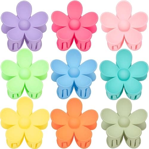 Flower Hair Clips for Women - 9 PCS Matte Claw Clips With Strong Hold for Thick and Thin Hair - Non Slip, 9 Styles - Image 1