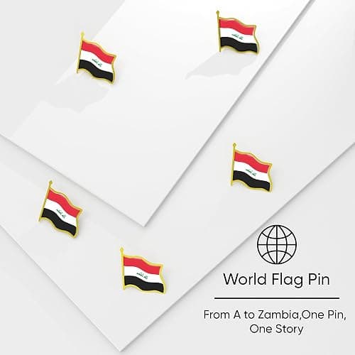 Iraq Flag Lapel Pin - Enamel Metal National Badge | World Travel Souvenir Gifts for Men & Women | Country Flag Patriotic Brooch Bulk Pack of Pins for Hat, Tie, Clothes, Backpack (1pc) thumbnail 6