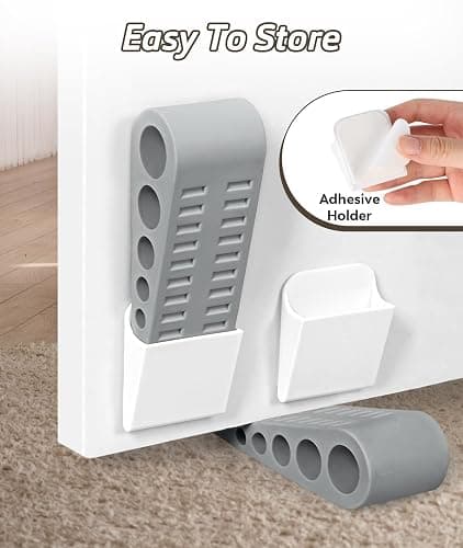 4 Pack Door Stops for Bottom of Door, Rubber Door Stopper Wedge with Holder, Door Holder to Keep Door Open, Wall Protector for Home & Office & School, Grey thumbnail 5