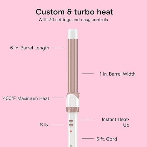 Conair Double Ceramic 1-In. Clamp-Free Curling Wand | Clamp-free double 1-in. ceramic wand styles crease-free beachy waves on short to long hair, White/Rose Gold, CD705L13 thumbnail 4