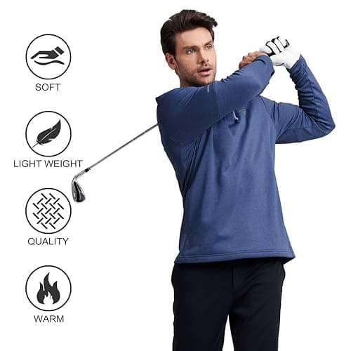 M MAELREG Hoodies for Men Golf Fleece Hooded Sweatshirts Dry Fit Athletic Lightweight Casual Midlayer Mens Hoodies Pullover - Large - Mg01-blue Heather thumbnail 4