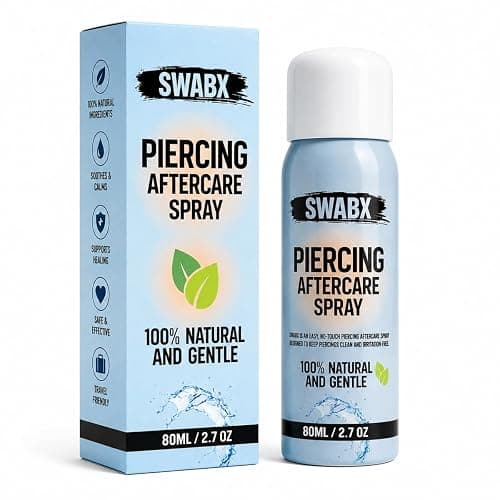 SWABX Piercing Aftercare Saline Spray 80ml – Fine Mist Sea Salt Spray for Ear, Nose & Body Piercings – Gentle Daily Care - Image 1