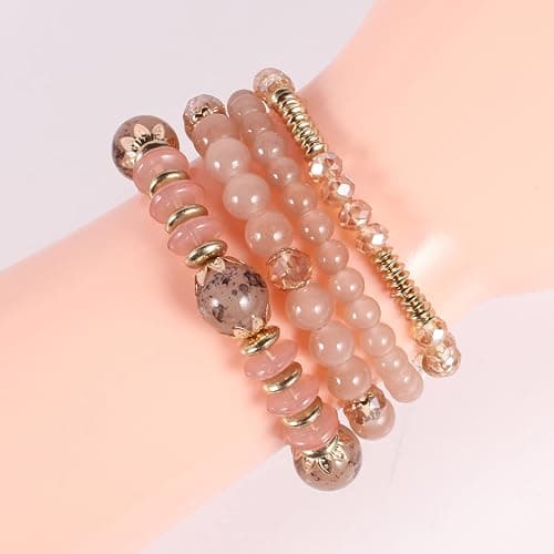 Solosoya Bohemian Boho Stackable Bracelets for Women Set, Girls Stretch Multilayer Stack Beads Colorful Beaded Charm Bracelets Girl Handmade Jewelry thumbnail 3