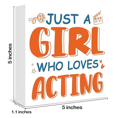 Theatre Gifts for Girls Women, Funny Theatre Decor Just a Girl Who Loves Acting Wooden Box Sign for Home Living Room Cinema Shelf Wall Decor thumbnail 3