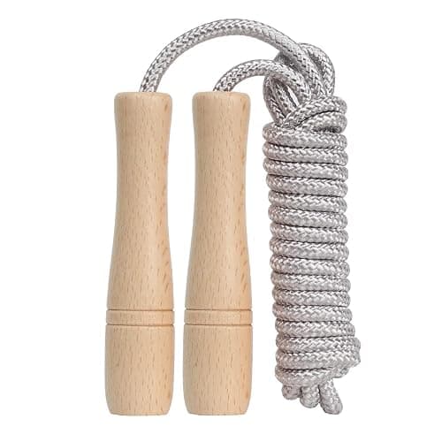 Skipping Rope for Kids, 2.6M Adjustable Children Jump Rope with Wooden Handle, Child Jumping Rope for Girls and Boys - Image 1