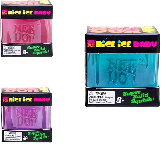 Schylling NeeDoh Nice Ice Baby - Sensory Squeeze Toy - Single Mini Nice Cube in Assorted Colors - Ages 3+ (Pack of 3) thumbnail 3