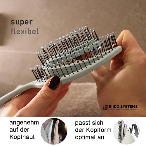 Ri|Do Systems Haarbürste ohne Ziepen - [TEST SEHR GUT] - Entwirrbürste u. Detangler Bürste für Damen, Herren & Kinder, für Locken, nasse, lange & feine Haare, Hair Brush, Reisebürste - aqua thumbnail 4
